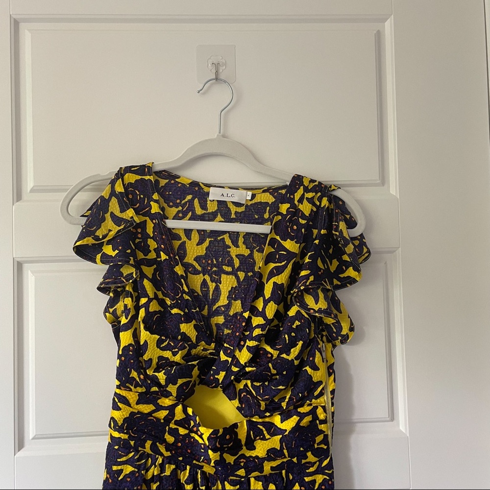 A.L.C. Valencia Dress Yellow Midi Silk - Picture 8 of 8